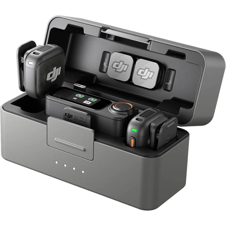 DJI Mic 3 (2 émetteurs, 1 récepteur, boîtier de recharge)
